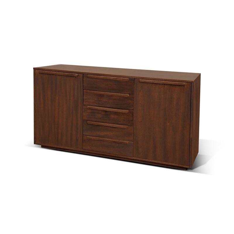Nancy Sideboard Server with 3 Drawers and 2 Cabinets, Brown Mahogany Wood image number 1