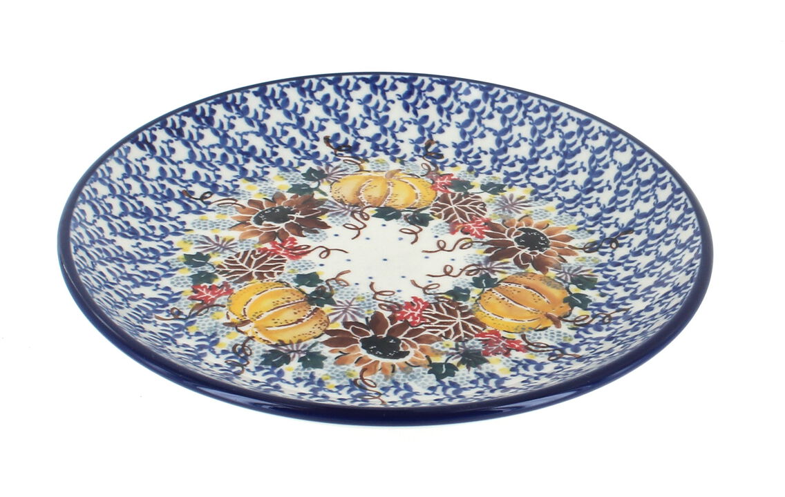 Blue Rose Polish Pottery Day Lily Bouquet Dessert Plate