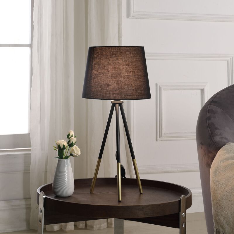 Hivvago 20" Gold Tripod Table Lamp With Black Empire Shade