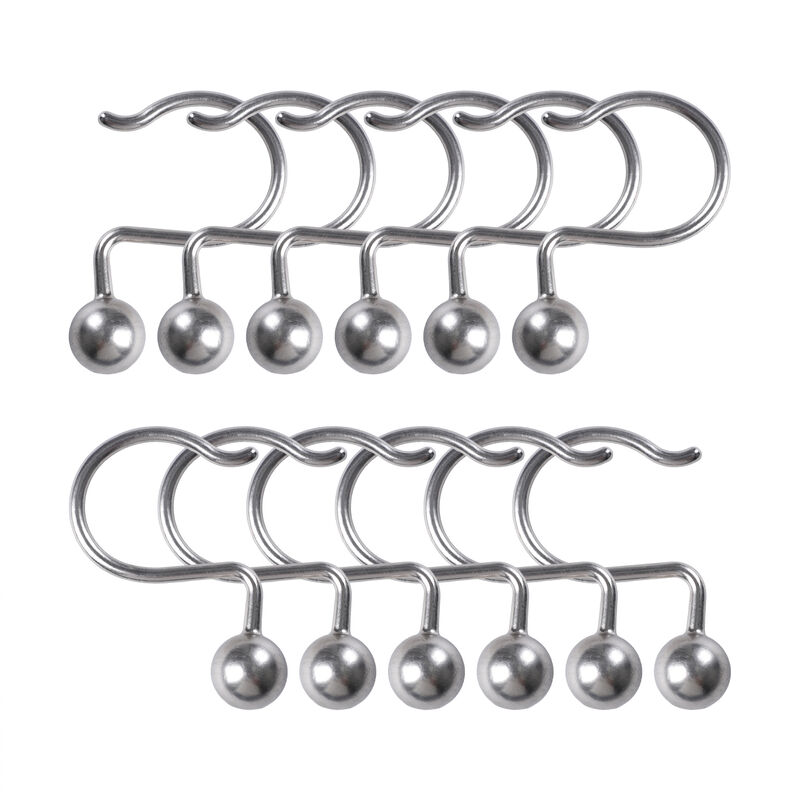 12-Piece Resistant Metal Shower Curtain Hooks image number 3