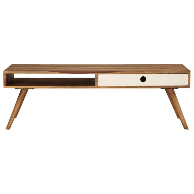 vidaXL Solid Sheesham Wood Coffee Table with Extra Storage Compartments, Elegant Design and Sturdy Wooden Legs, Scandinavian Style, Brown