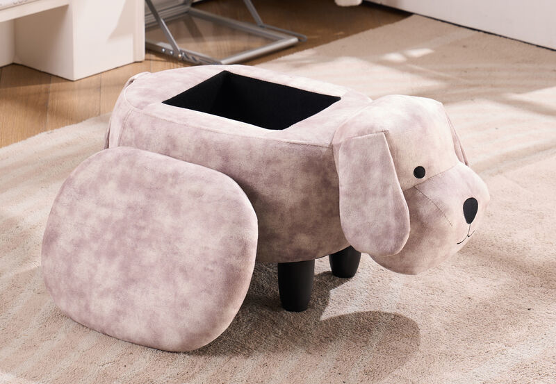 Dog Puppy Gray Storage Ottoman image number 3