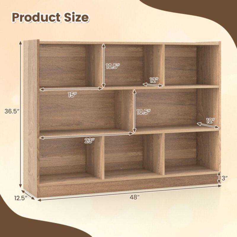 Hivvago 3-Tier Open Bookcase 8-Cube Floor Standing Storage Shelves