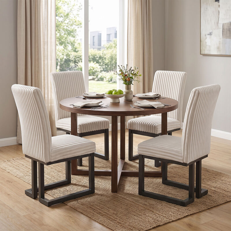 Set of 4 Padded Dining Chairs with Rubberwood Legs for Dining Room image number 1