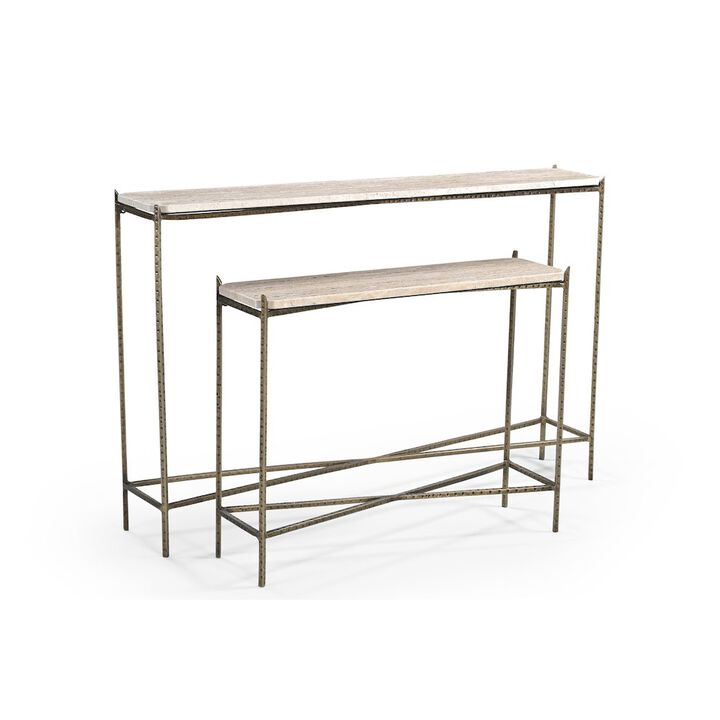 Alex Hamilton Asher 32 Console Table with Travertine Top