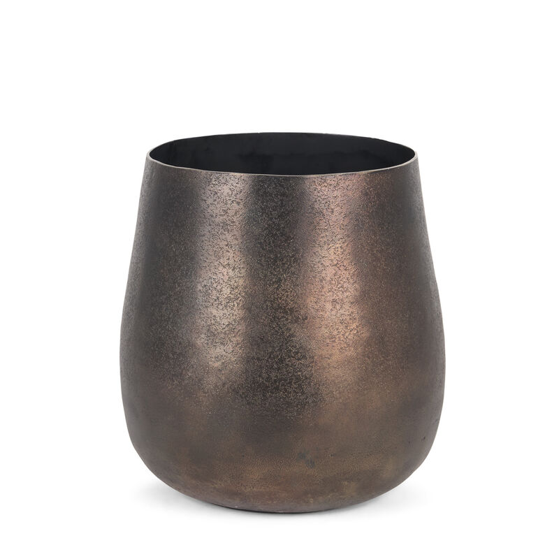HomeRoots 9" Antiqued Gold Aluminum Cylinder Table Vase image number 2