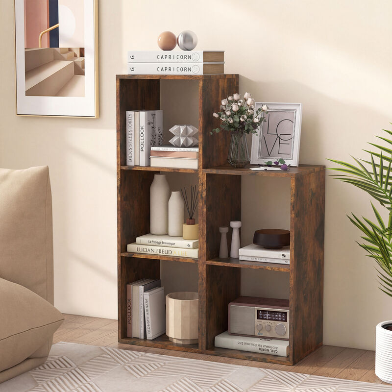 Compact 3 Cube Bookcase with Back Guardrail for Bedroom image number 6
