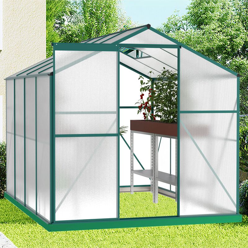 Polycarbonate Greenhouse,6'x 8' Heavy Duty Walk-in Plant Garden Greenhouse for Backyard/Outdoor image number 2