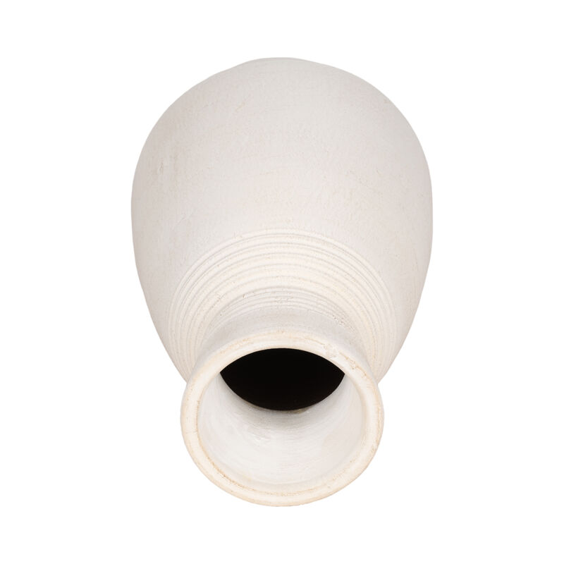 Terracotta, 14" Vase With Ring At Neck, Ivory image number 4