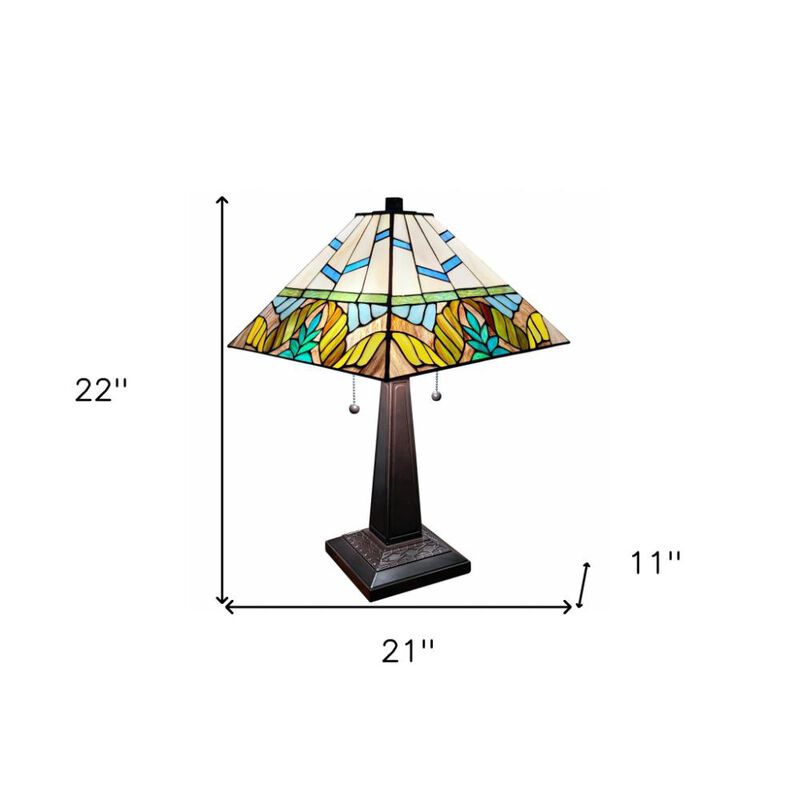 Hivvago 22" Dark Brown Metal Two Light Candlestick Table Lamp With White Shade