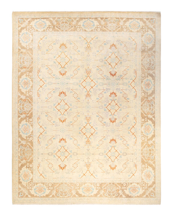Eclectic, One-of-a-Kind Handmade Area Rug  - Ivory, 9' 1" x 11' 9"