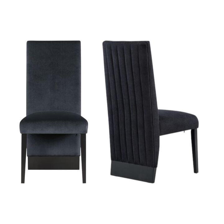 Hivvago Set of Two Black Upholstered Velvet Dining Side Chairs