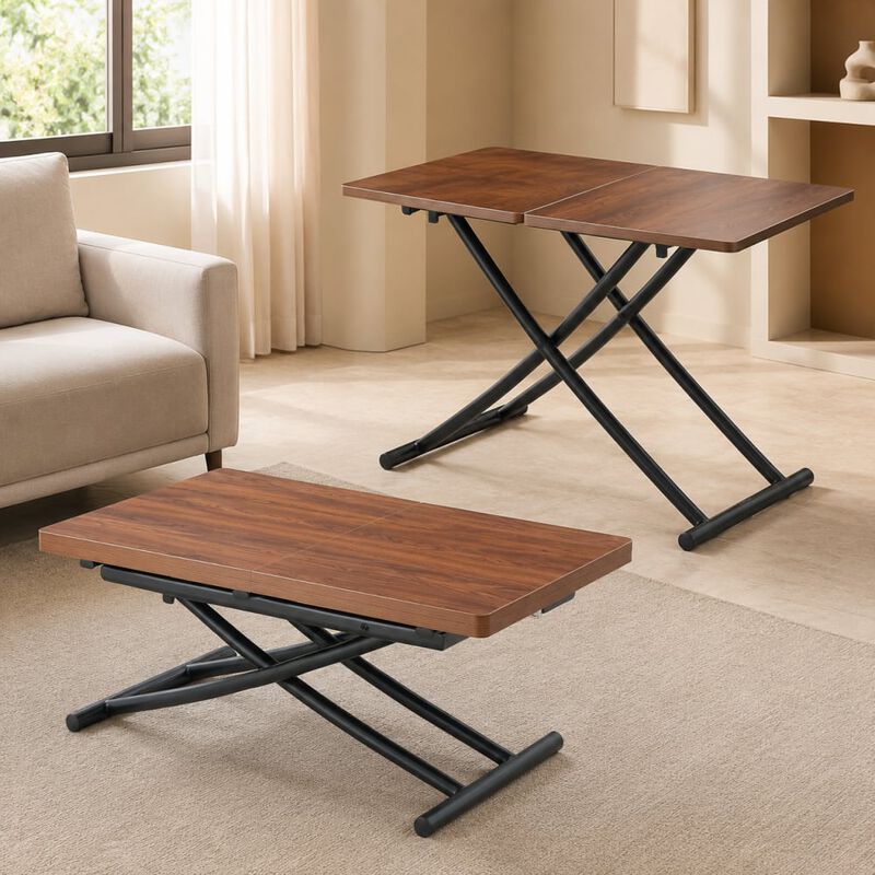 GOODSILO Multifunctional Adjustable Height Lifting Table Foldable Desktop for Home Office Dining Coffee Dressing Space Saving image number 2