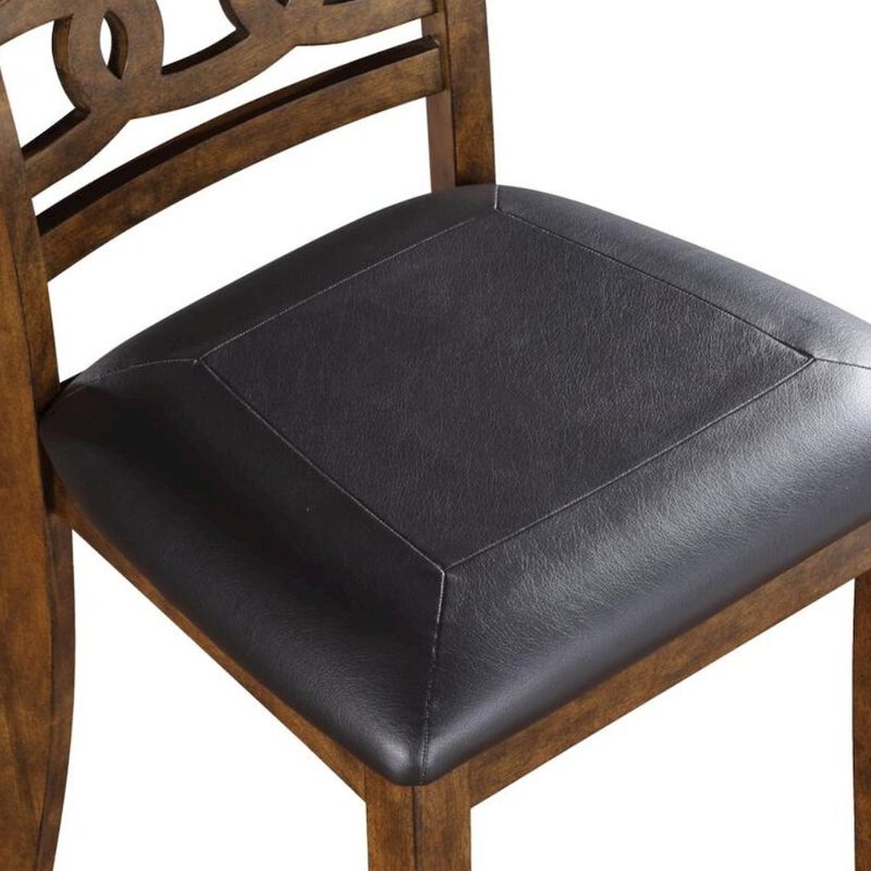 Solid Wood Dining Chair Set of 4 PU Seat Transitional Brown Style image number 4