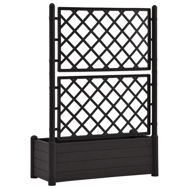 Simi Garden Flower Planter with Trellis, Anthracite Gray, 17x40x56 - Benzara image number 3