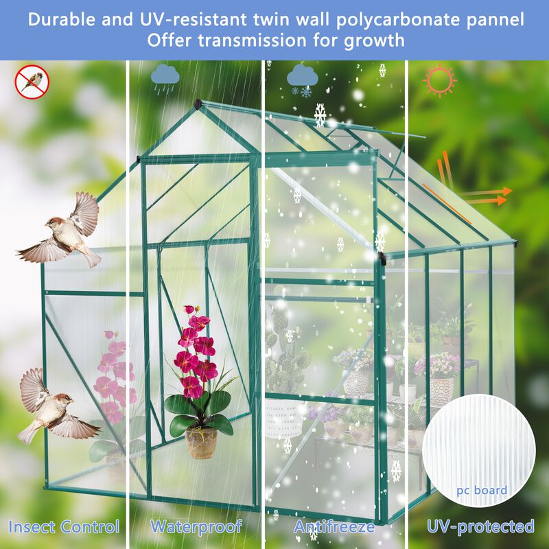 Green-6 x 8 FT Outdoor Patio Greenhouse image number 6