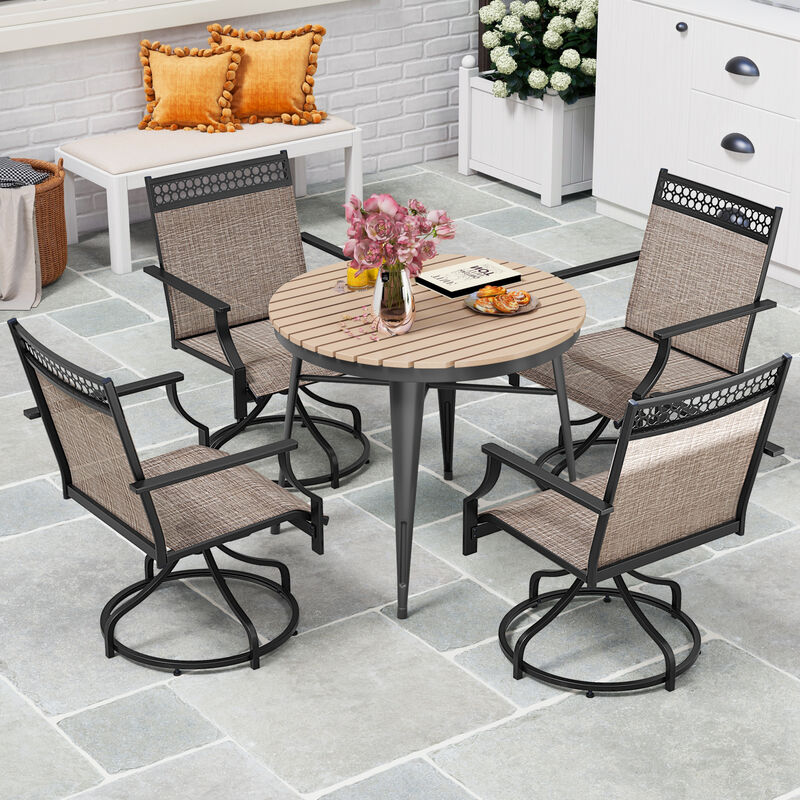 Patio Swivel Dining Chairs Set of 2 with Heavy-duty Metal Frame and Armrests image number 4
