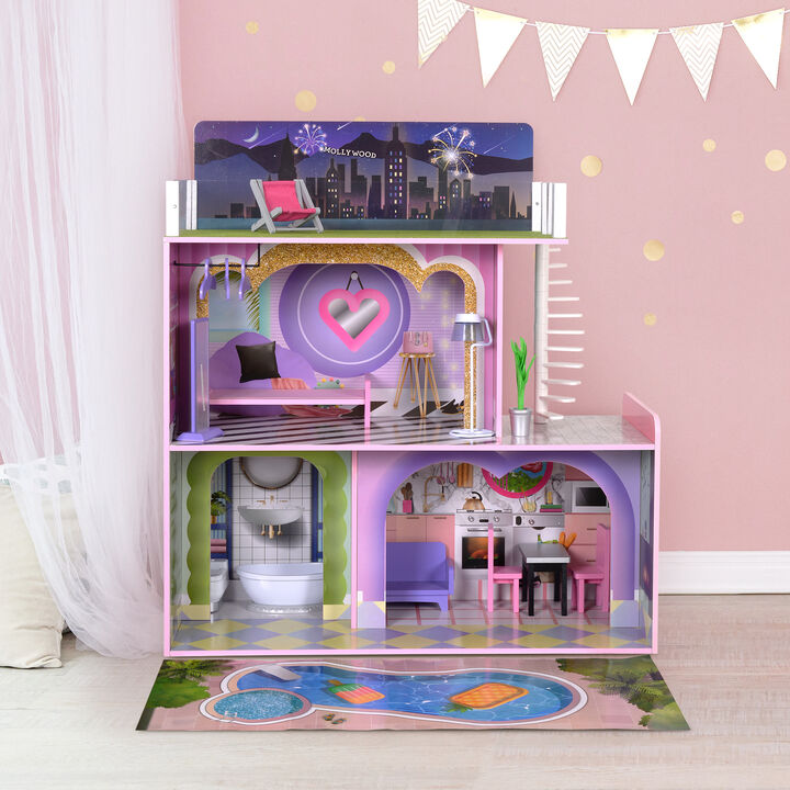 Olivia's Little World Dreamland Sunset 2-Story Dollshouse and 14-pc. Accessory Set for 12" Dolls