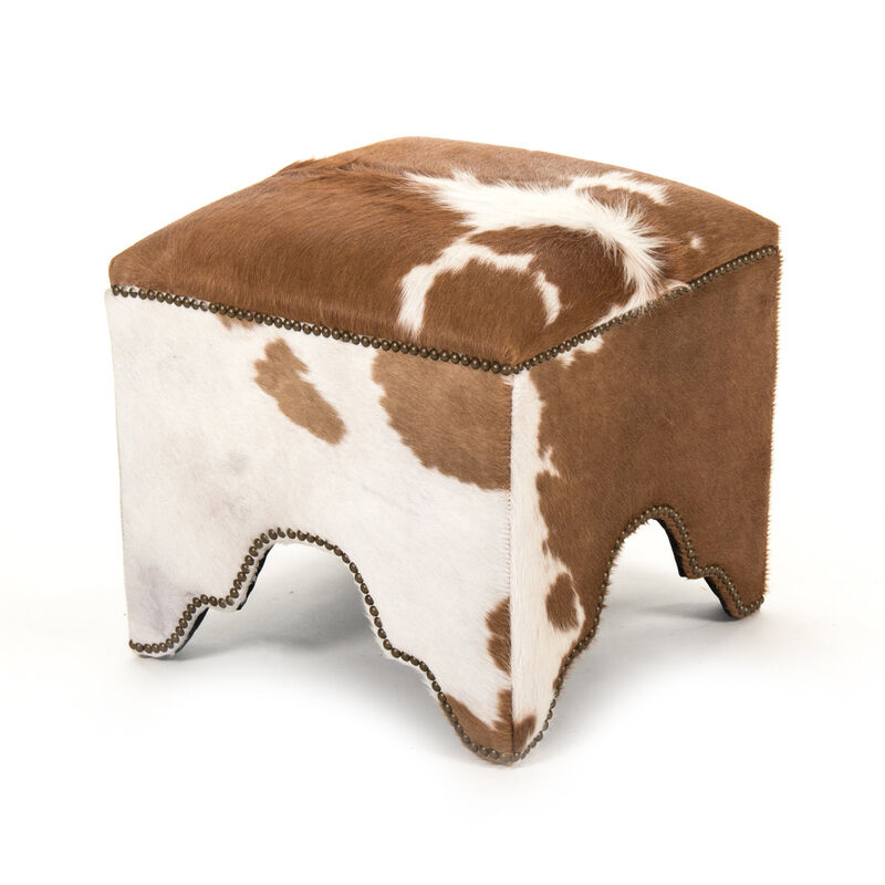 Cow Hide Stool ZEN007 Cow BRW image number 0