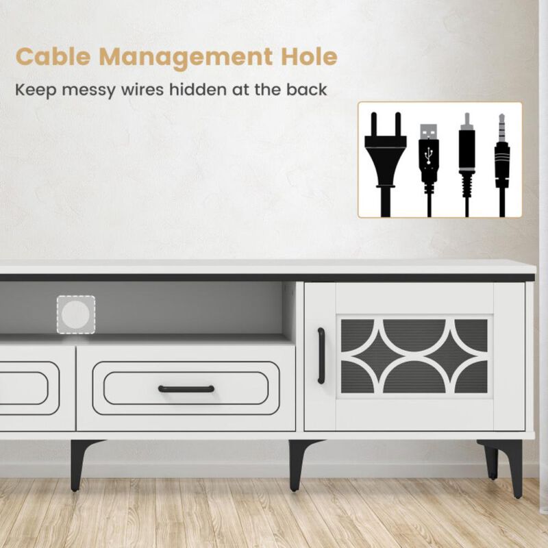 Hivvago Farmhouse TV Stand for TVs up to 80 Inch with 2 Drawers