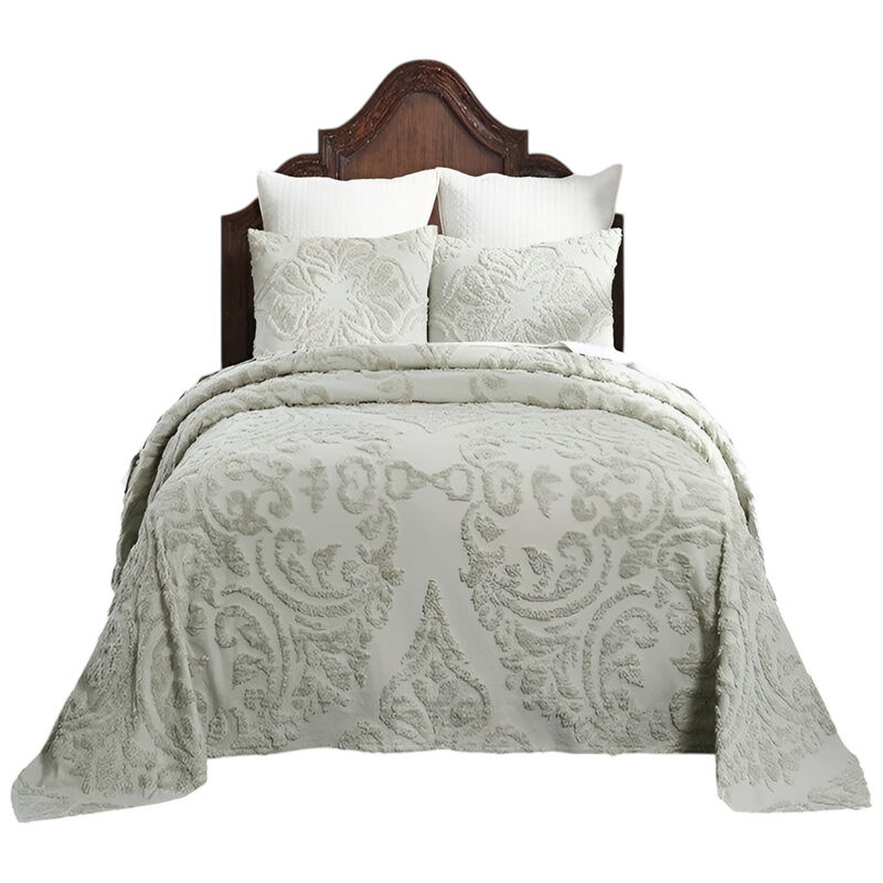 Soft Chenille 3-Piece Bedspread Set – Lightweight 100% Cotton Coverlet with Shams