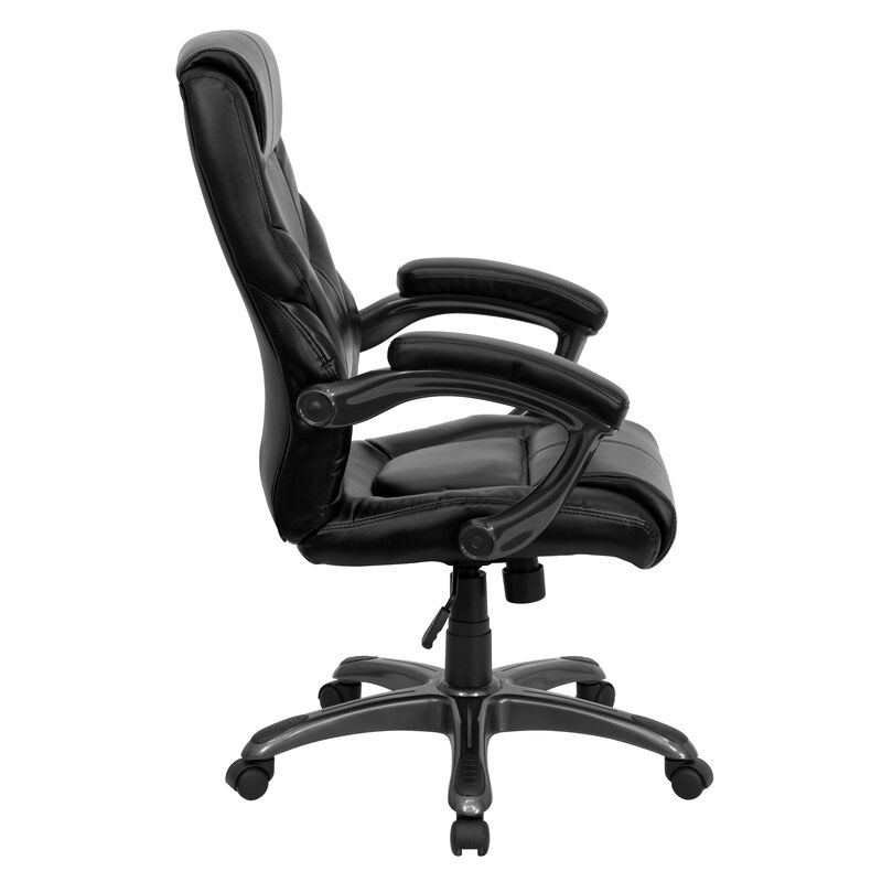 Greer High Back Black LeatherSoft Executive Swivel Ergonomic Office Chair with Arms image number 6