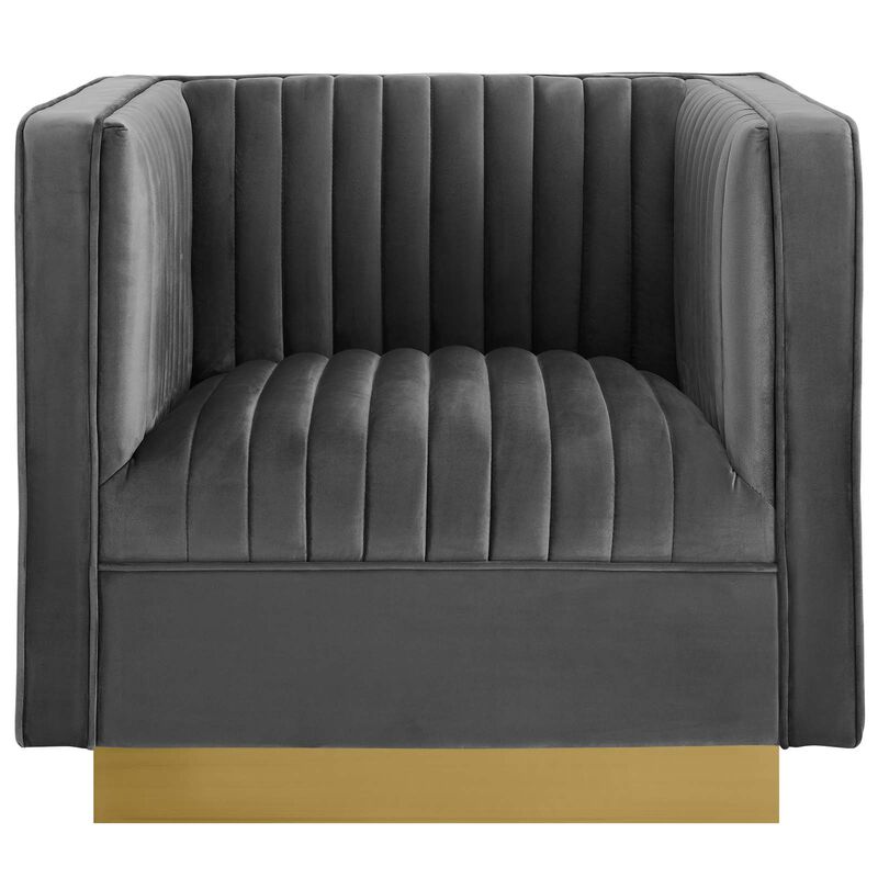 Sanguine Vertical Channel Tufted Accent Performance Velvet Armchair image number 4