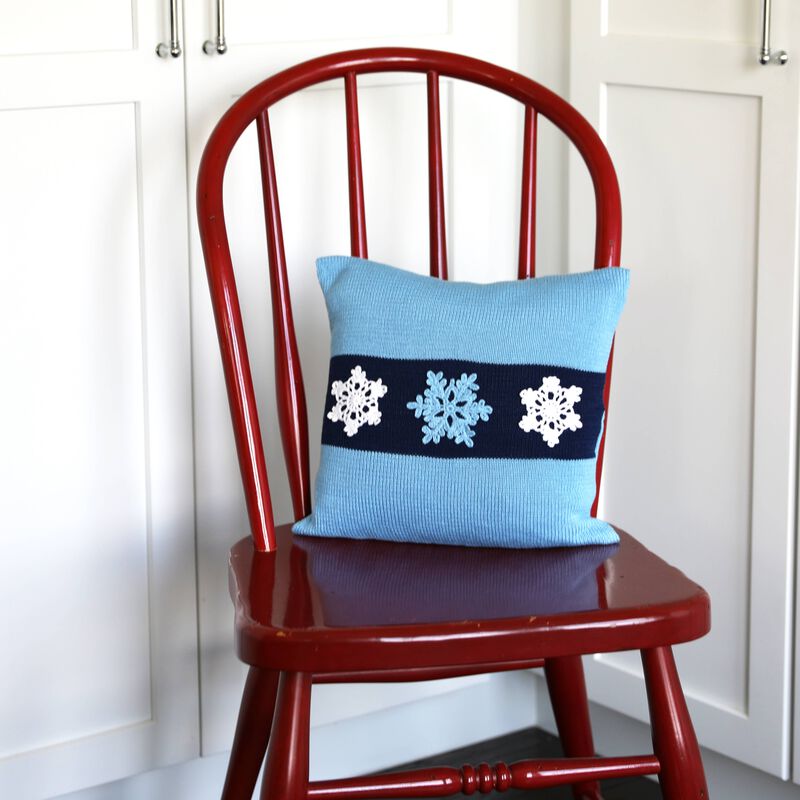 Blue Snowflake Christmas Pillow, 12", Holiday Decorations image number 2