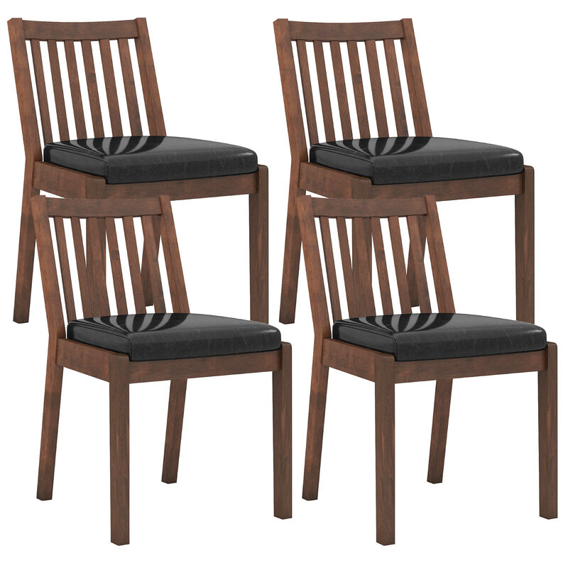 Set of 4 Padded Dining Chairs with PU Leather Upholstery and Wood Legs image number 0