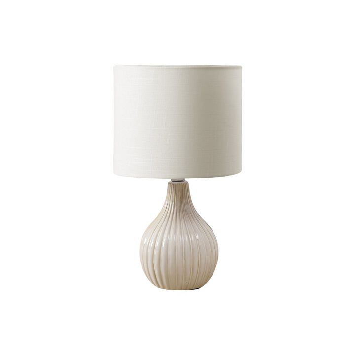 17"H, Table Lamp, Beige Ceramic, Ivory / Cream Shade, Contemporary, Modern