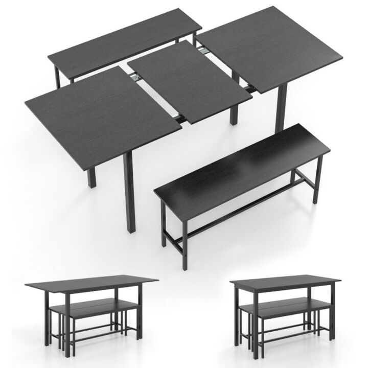 Hivvago 3 Piece Dining Table Set for 4-6 with 2 Benches
