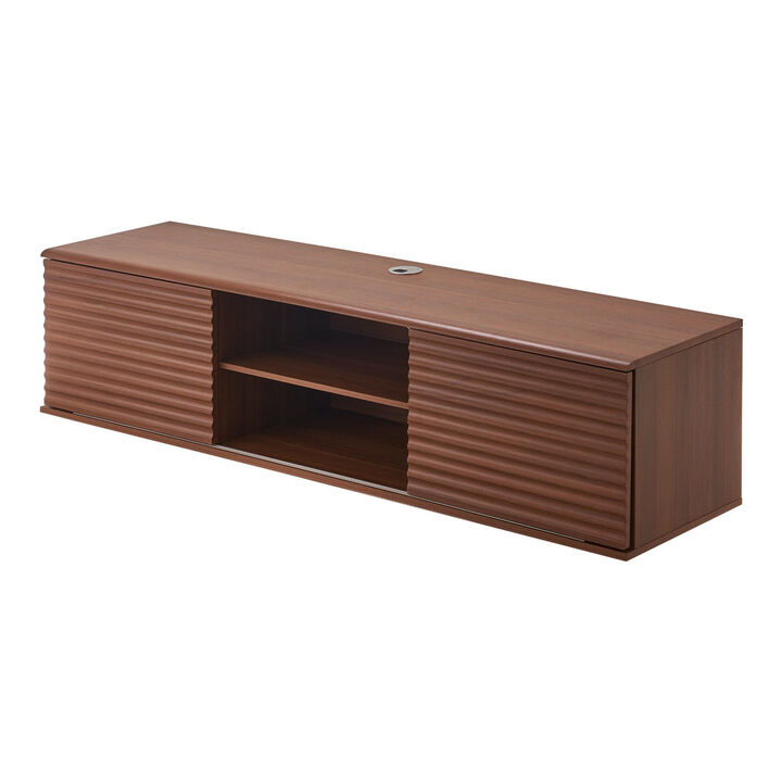 Modern Floating TV Stand 60" &ndash; Wall-Mount Console with Storage & Sliding Doors