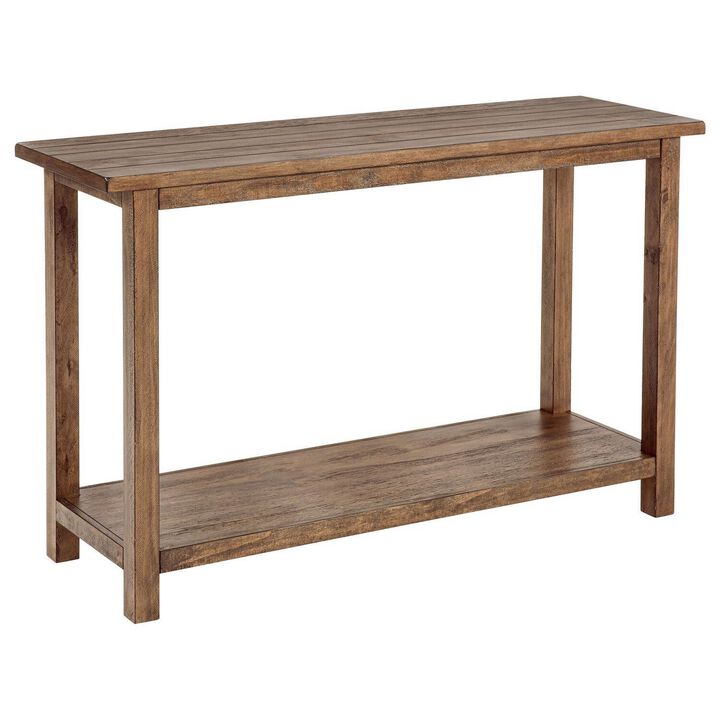 Ayne Console Table, 1 Shelf, Distressed Brown Wood Frame, 47 Inch