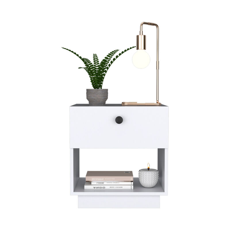 Durable Faux Wood Nightstand with 1 Drawer – Modern Bedside Table