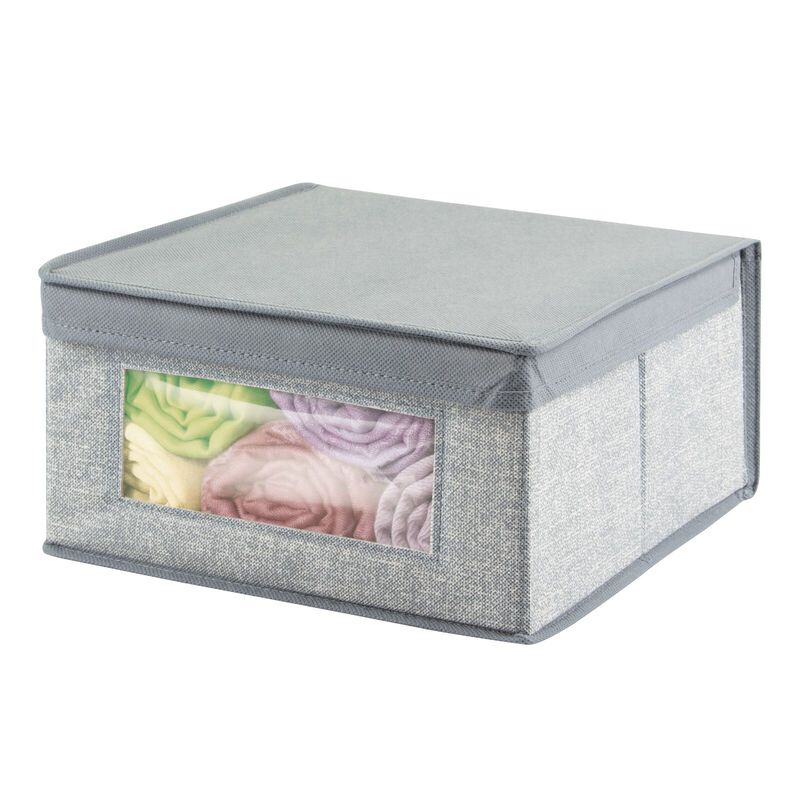 mDesign Medium Fabric Closet Storage Box, Front Window/Lid, 6 Pack, Black/Cream image number 8