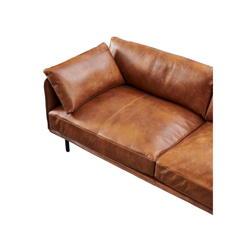 Crafters and Weavers Venezia Industrial Modern Love Seat - Light Brown Leather