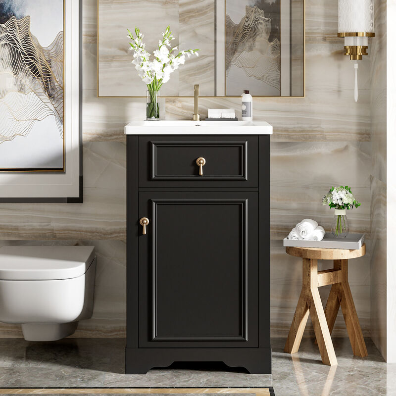 Small Bathroom Vanity: 20-Inch with Ceramic Sink and Soft Close Door