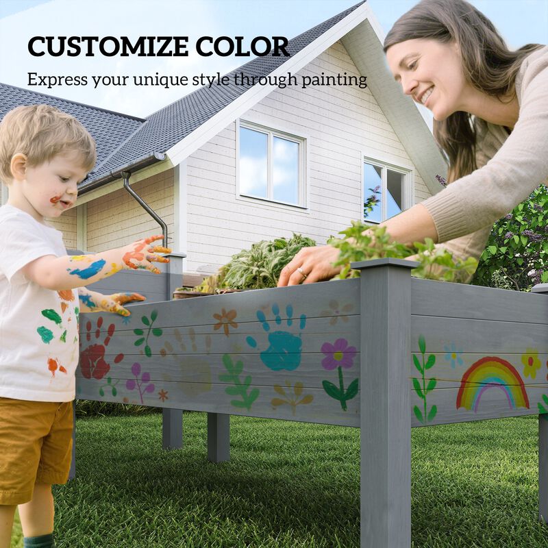 Hivvago Two-Tier Wooden Garden Bed Elevated Planter with Legs image number 6