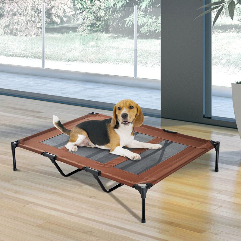 Tan Dog Lounger: 48"x36" Cooling Elevated Bed for Large Dogs
