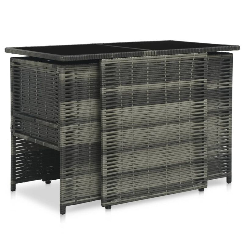 vidaXL 3 Piece Bistro Set with Cushions Poly Rattan Gray