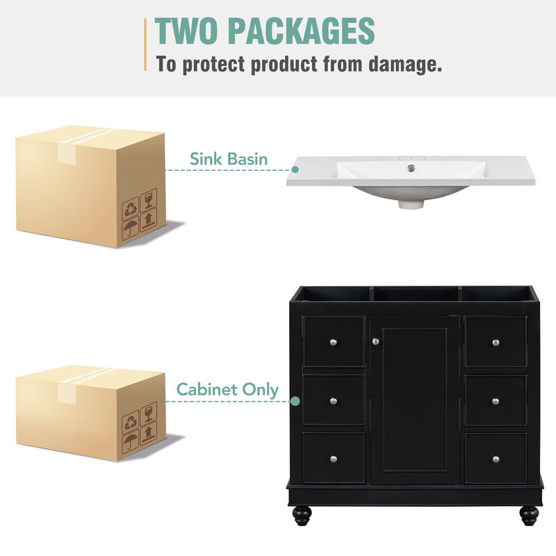 Merax Modern Bathroom Vanity with Resin Integrated Sink