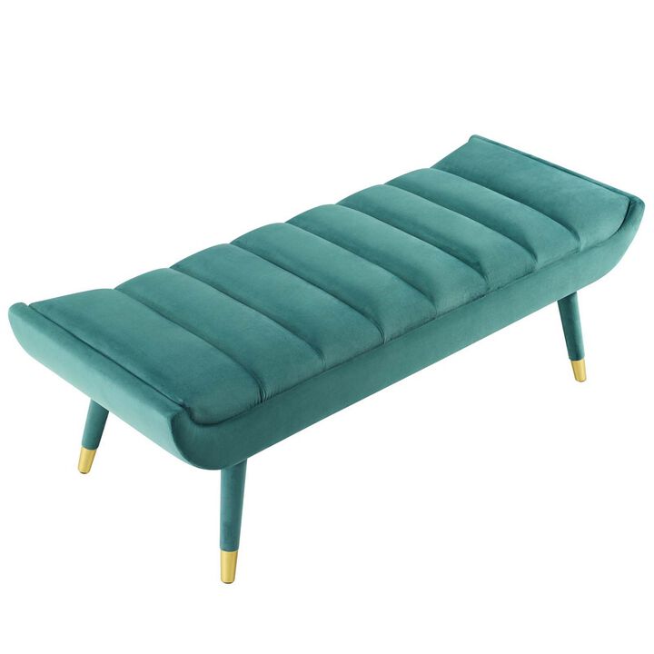 Guess Channel Tufted Performance Velvet Accent Bench-Benzara
