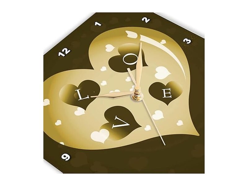 Tan Heart Smaller Spell Love Wall Clock 15 Inch Home Decor image number 3
