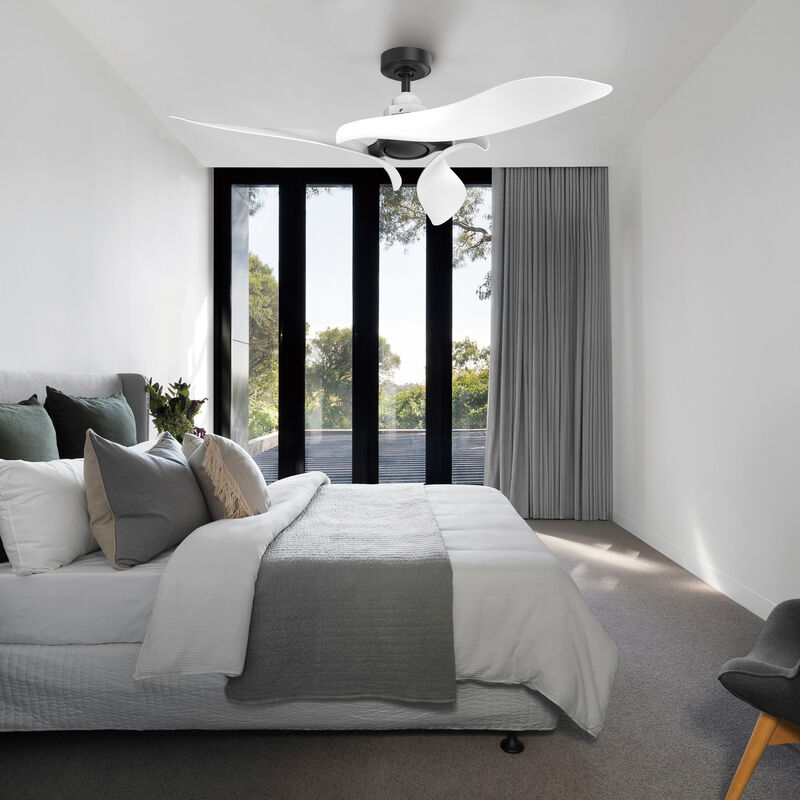 54 in. White Propeller Ceiling Fan with Remote without Light