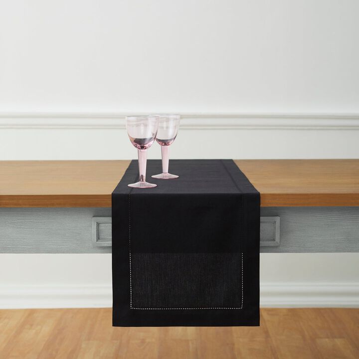 Solino Home Cotton Linen Table Runner - Cotton Linen Hemstitch