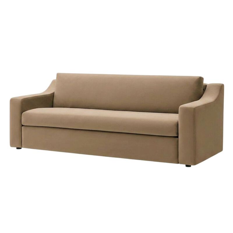 Performance Velvet Sofa, Comfy Modern Couch for Living Room, Taupe image number 1