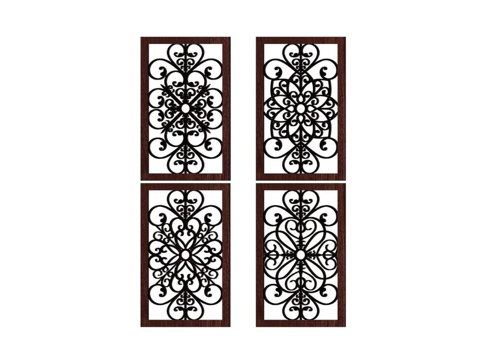 4 Piece Rustic Wooden Wall Art Farmhouse Carved Decor for Living Room Home Wall Art