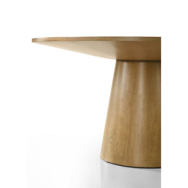 Yuvi 47 Inch Dining Table, Round Tabletop, Pedestal Base, Brown Finish