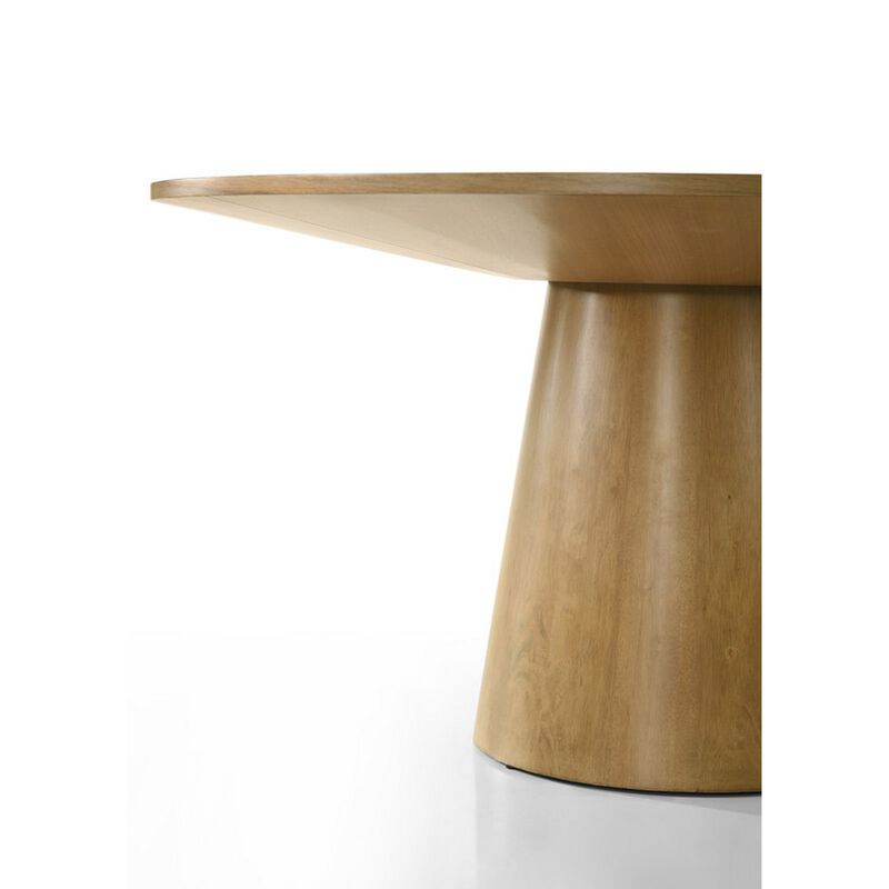 Yuvi 47 Inch Dining Table, Round Tabletop, Pedestal Base, Brown Finish image number 1