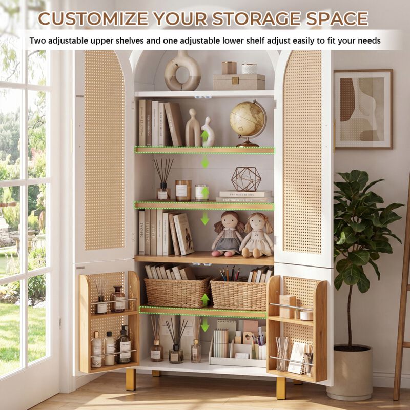 Arched Rattan Door Storage Cabinet image number 7